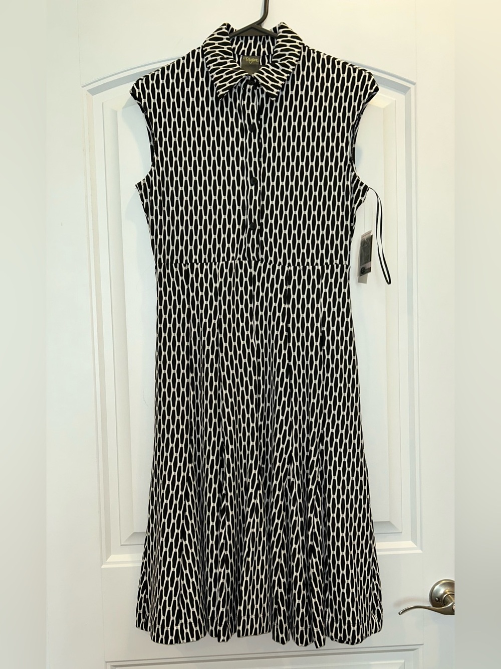 NWT Taylor Geometric Black & White Dress